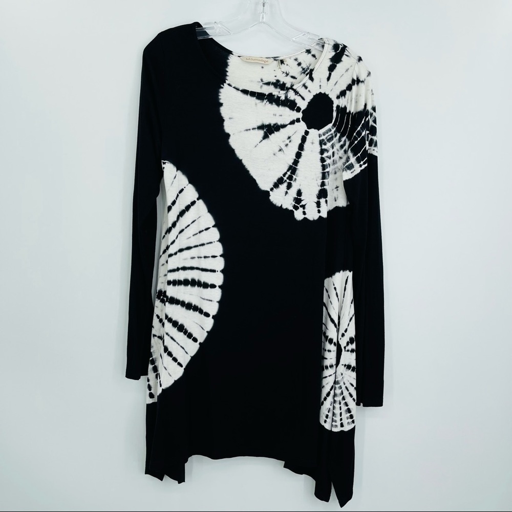 Soft Surroundings Tunic Shirt Dress Womens‎ XS Black Long Sleeve Jersey Knit